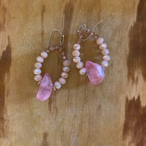 Hand made pink crystal earrings